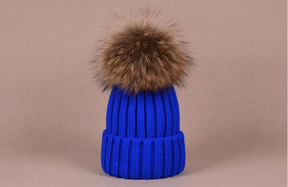 Fluffy Pom Poms Fox Fur Hat Cotton 