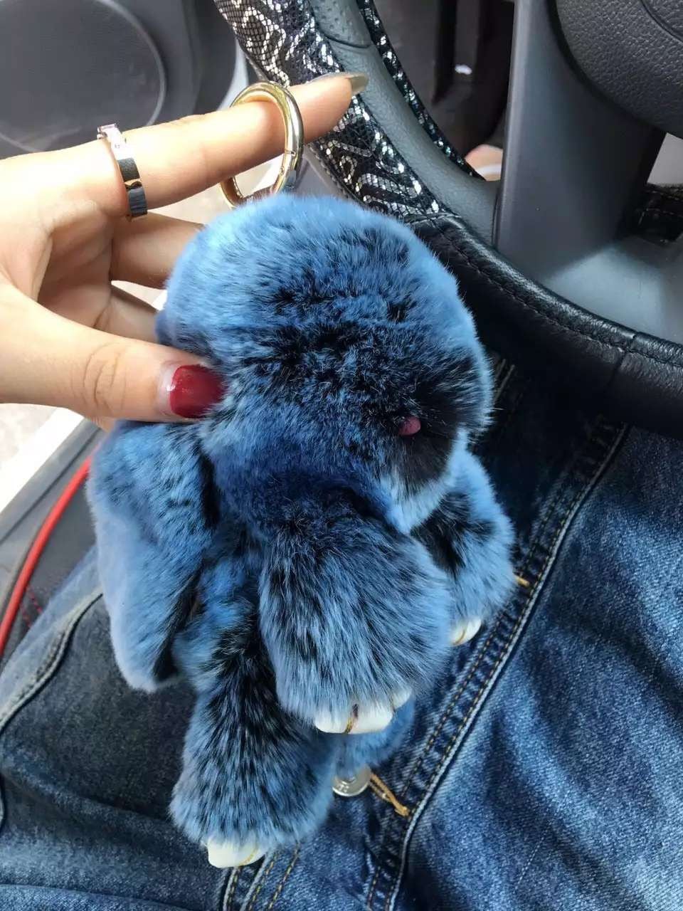 fluffy bunny bag charm