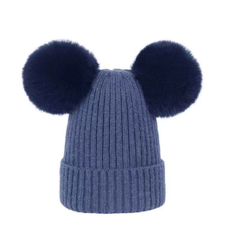 Two Puffs fur balls Beanies Kids'/Adult Hats Knit Beanies Etsy