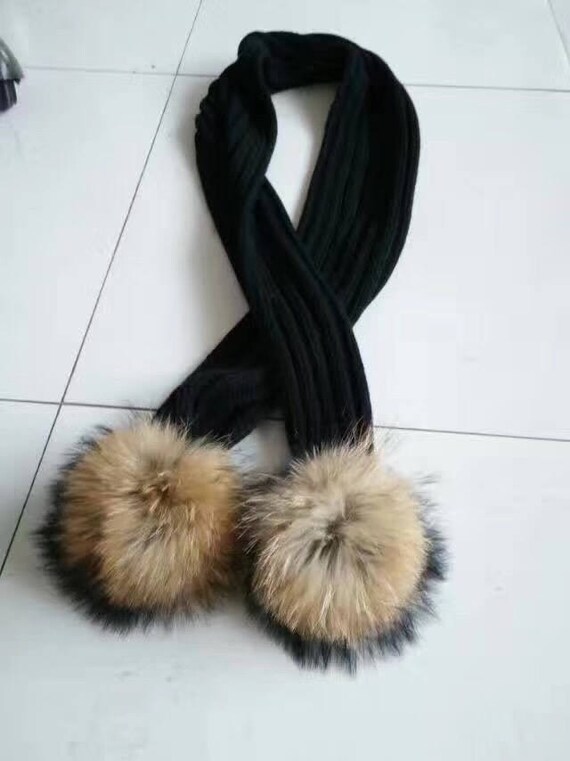 black pom pom scarf