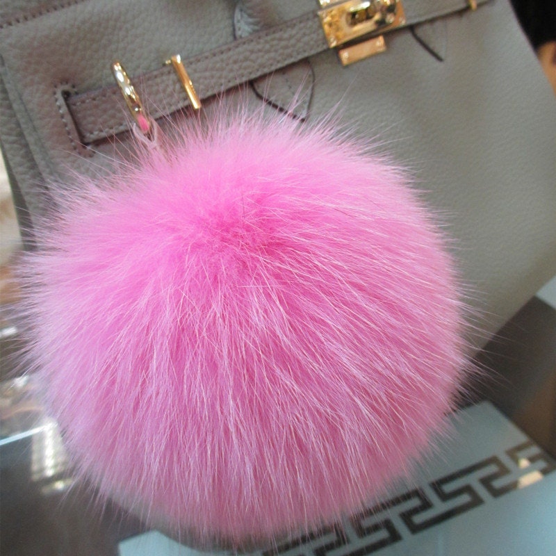 Brawl melodrama Brug af en computer Big Big Pink Fox Fur Pom Pom Ball Keychain Genuine Large Puffs | Etsy