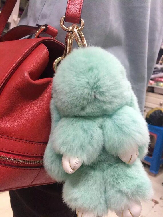 fluffy bunny bag charm