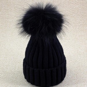 Plush Fox Fur Ball Hats Pom Pom Genuine 