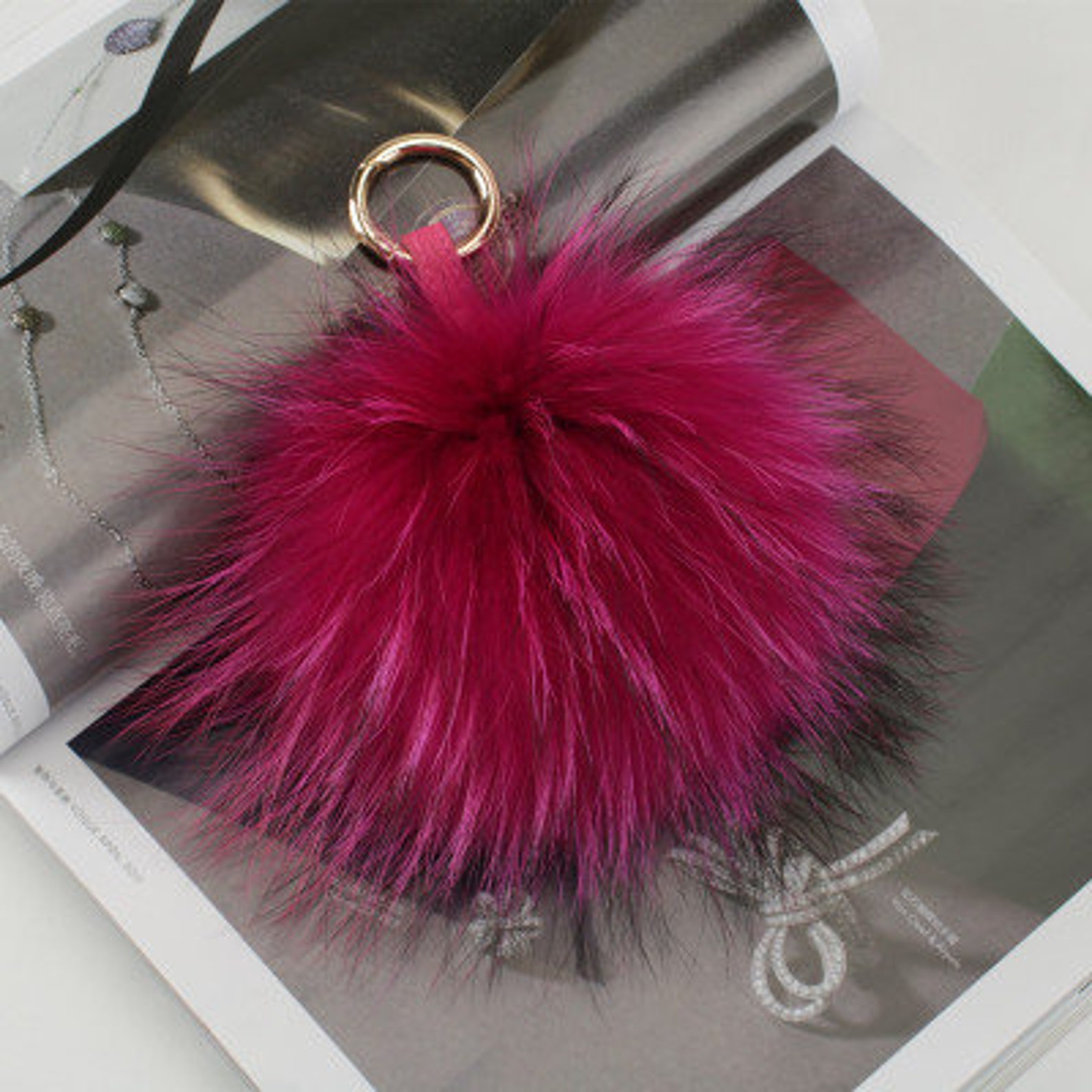 Fluffy Bag Accessories Tote Bag Charm Plush Keychain Puffs Fox | Etsy