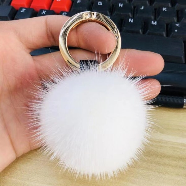 Faux poil de vison pom pom porte-clés petite boule de fourrure mini pompons porte-clés chic sac à main charm sac en fourrure charmes