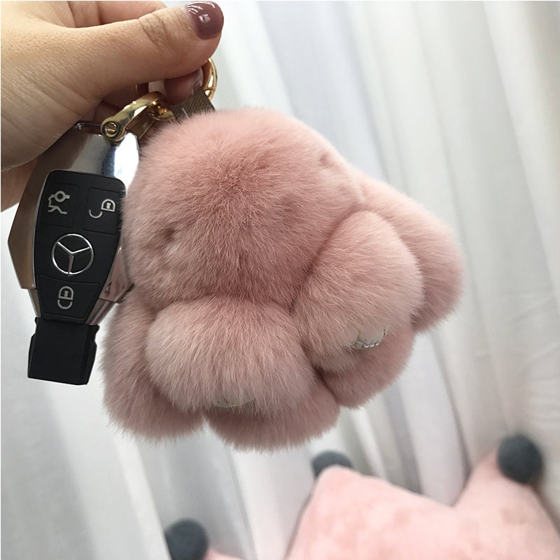 bunny pom pom keychain