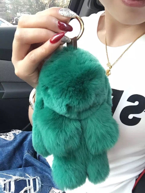 fluffy bunny bag charm