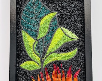 Tropical Leaves Bead Mosaic Wall Hanging