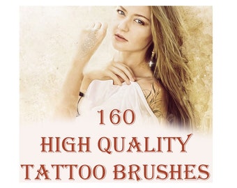 Over 160 Tattoo Brushes for Photoshop and Procreate - All styles of tattoo - Men Tattoo - Women Body Tattoo - Tattoo ideas - Instant Tattoos