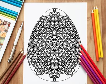 Adult Antistress Coloring, Easter egg design, Kids Coloring, Adult Anti Stress Coloring. Spring Doodle, Printable Coloring Antistress Effect