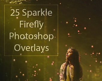 25 Sparkle Fireflies Overlays, Photoshop Sparkling Overlays, Fireflies Photoshop Overlays, Digital Photoshop Content, Shiny Sparkle Overlays