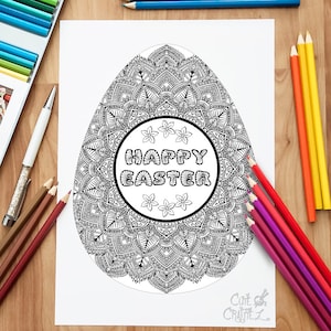 Antistress Easter Egg Coloring Page / Adult Coloring Pages / Kids Coloring Book / Anti stress colouring / Mandala Coloring / Coloring Page image 2