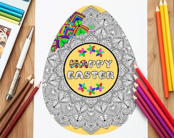 Antistress Easter Egg Coloring Page / Adult Coloring Pages / Kids Coloring Book / Anti stress colouring / Mandala Coloring / Coloring Page