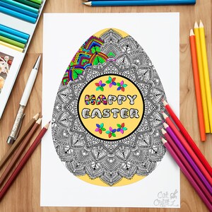 Antistress Easter Egg Coloring Page / Adult Coloring Pages / Kids Coloring Book / Anti stress colouring / Mandala Coloring / Coloring Page image 1