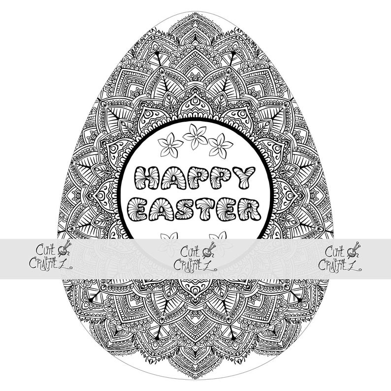 Antistress Easter Egg Coloring Page / Adult Coloring Pages / Kids Coloring Book / Anti stress colouring / Mandala Coloring / Coloring Page image 3