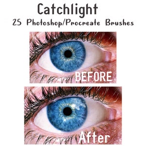 25 Catchlight Photoshop and Procreate Brushes / 25 Eye Glare Brushes / Catchlight brushes / Glare brushes / Light Reflection brushes / Lens image 7