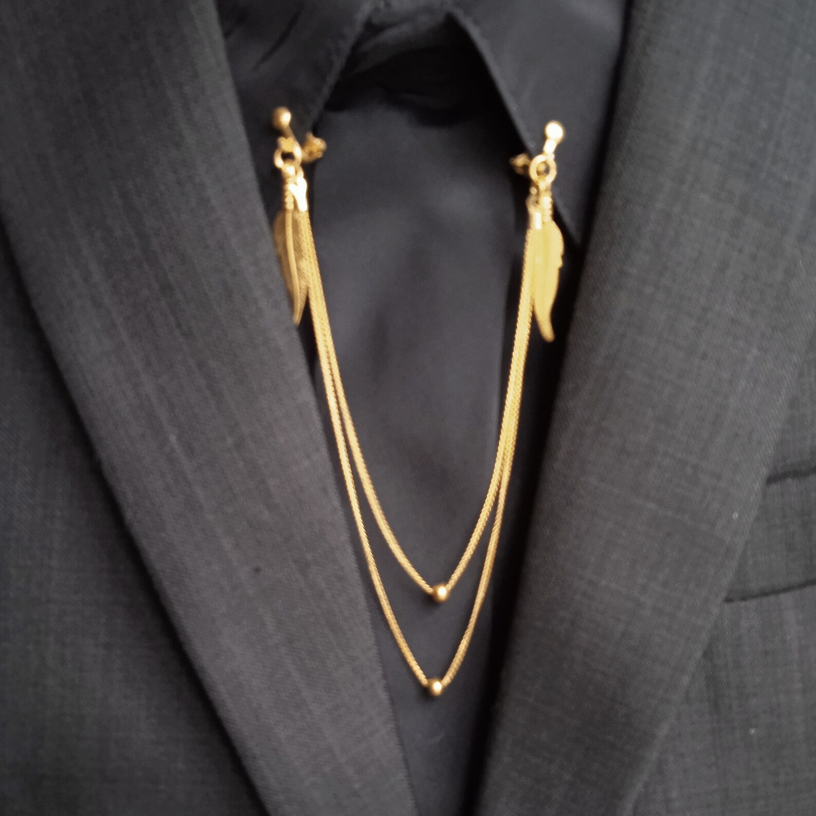 Collar chain clips gold collar brooch chain men's collar Etsy