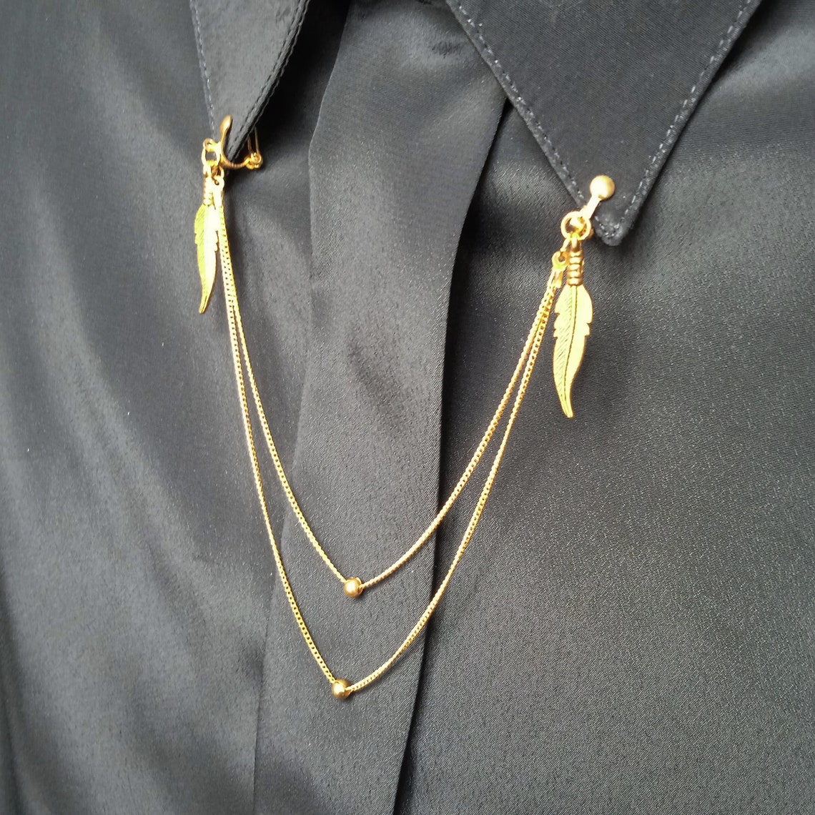 Collar chain clips gold collar brooch chain men's collar Etsy