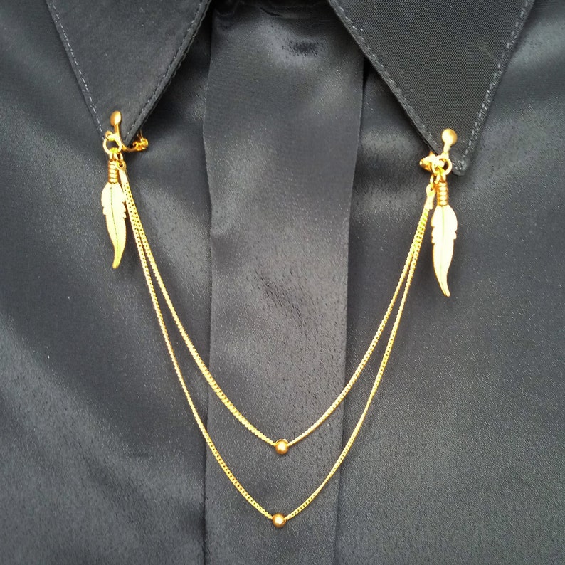 Collar chain clips gold collar brooch chain men's collar Etsy
