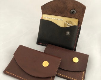 The Asymmetric Snap - Minimalist Leather Card Holder Wallet