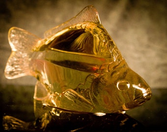 Vintage Kosta Boda Art Glass Fish Sculpture, Signed Paul Hoff, WWF Limited Edition