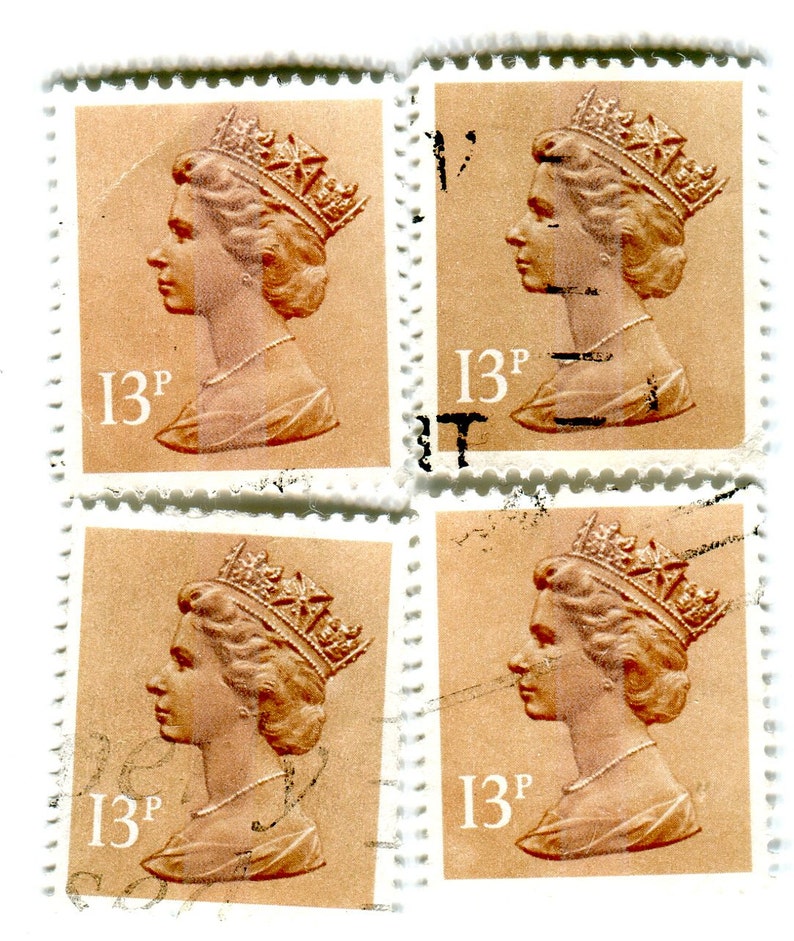 13p Pence Penny Light Brown 1984 Vintage UK GB Postage Stamps. Etsy