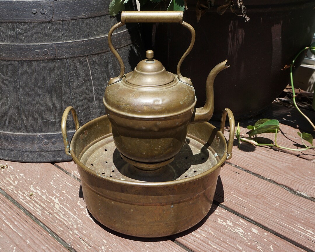 Vintage Brass Kettle and Warmer Etsy
