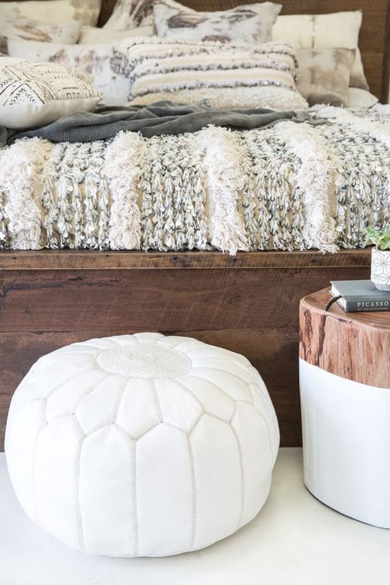 Leather moroccan pouf Etsy