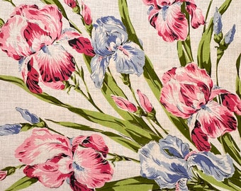 Vintage Iris Handkerchief, Hankie with Iris Flowers, Iris Hanky, Floral Handkerchief Hankie, Hanky with Flowers, Mother's Day Gift