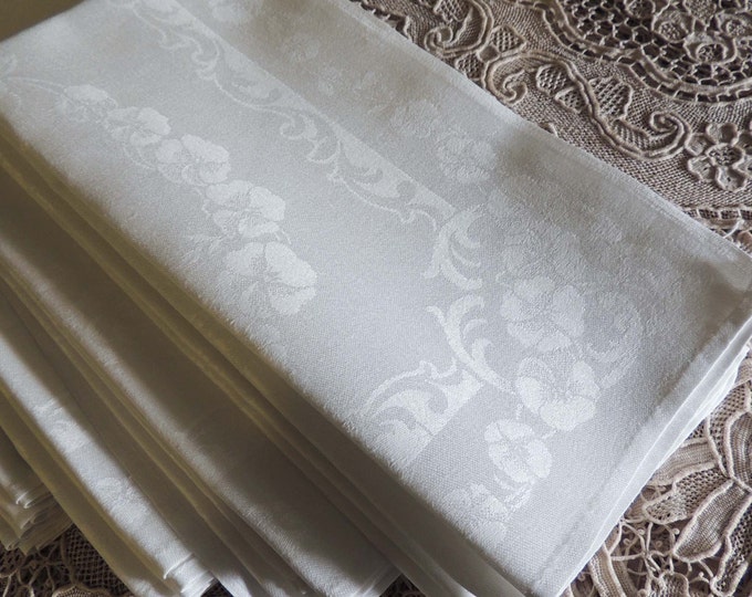 White Damask Napkins / White Damask Dinner Napkins / 11 White Etsy