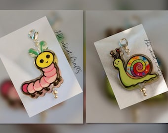 Inch Worm or Snail Charms for Badge Reels /Purse Charms/Tumbler Charms/Braclet Charms/Keychain Charms/Nurses/Gifts for her