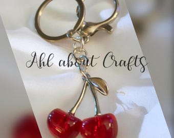Cherry Drop Keychain/Red Cherries/Fruit Keychain/Purse Charms/Gifts for her/Mother’s Day Gift