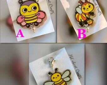 Bee Charms for Badge Reels /Bee Purse Charms/BeeTumbler Charms/Braclet Charms/Keychain Charms/Honey Bees Charms/Nurses/Gifts for her