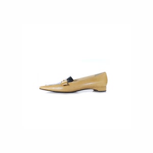 VINTAGE CHANEL Shoes 37.5 Black & Tan Loafers ITALY Womens Size 7