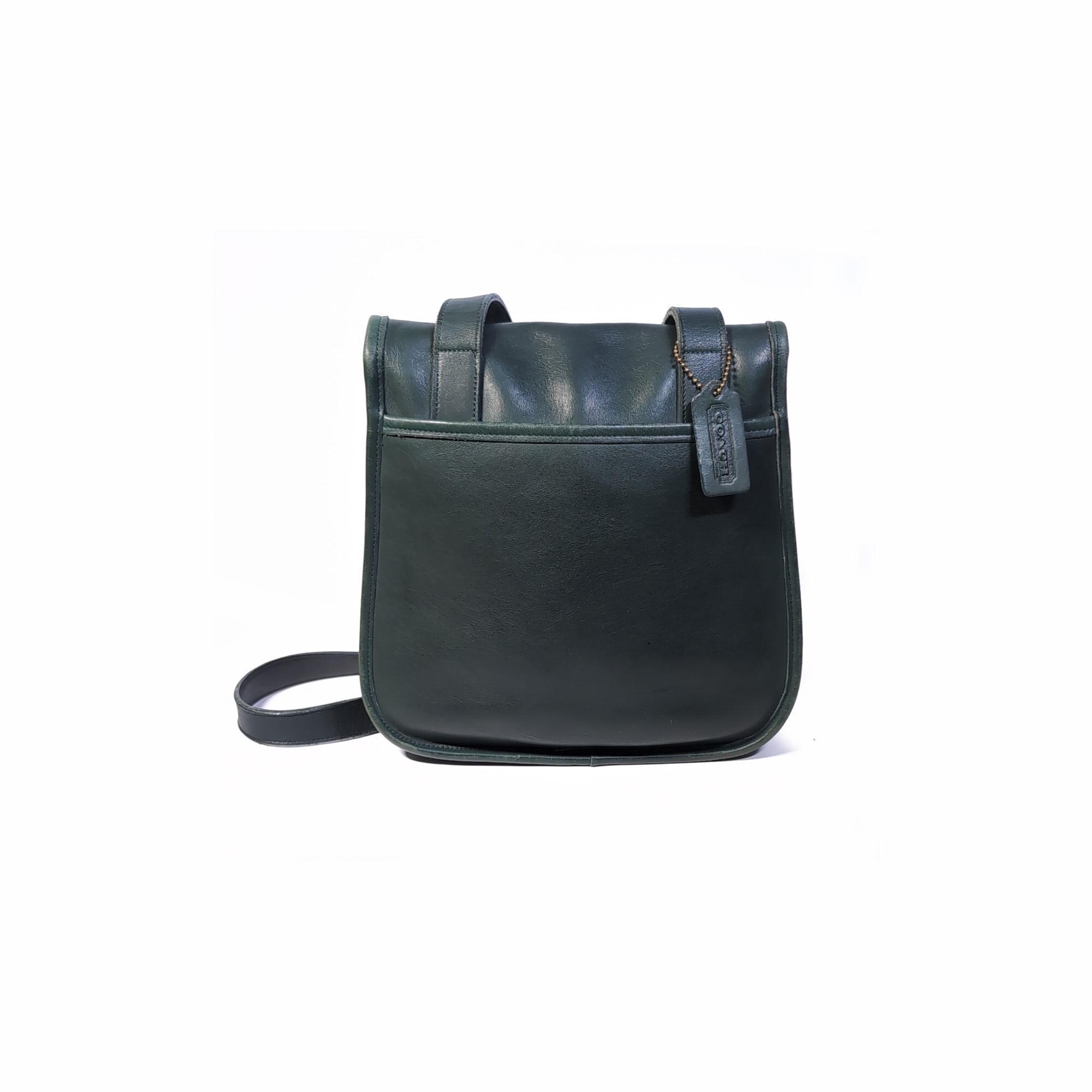 VINTAGE COACH 9979 ラージサイドパック ショルダーバッグ Vintage COACH Bag Forest Green Leather Sidepack Crossbody