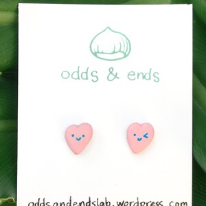Candy Heart Earring Studs Smiley Face Hearts Stainless Steel Hypoallergenic Earrings Valentines Gift Sweetheart Candy