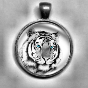 White Tiger Necklace,  Tiger Pendant,  Tiger Jewelry, Animal Pendant.