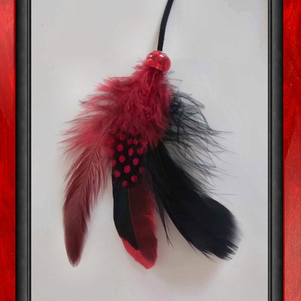 Red and Black Feathered Clip