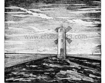 lighthouse Świnoujście - etching / aquatint