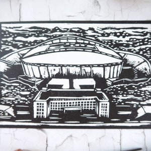 Red Bull Arena in Leipzig as linocut limited edition image 1