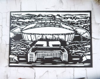Red Bull Arena in Leipzig as linocut (limited edition)