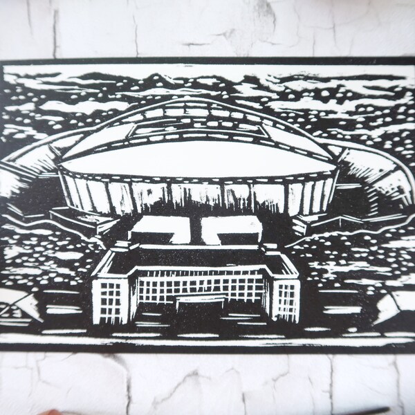 Red Bull Arena in Leipzig as linocut (limited edition)