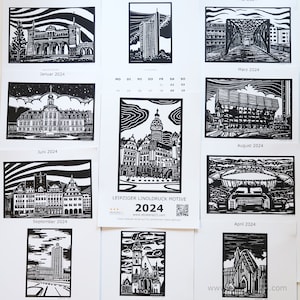 Leipzig linoprint motifs calendar 2024 limited edition image 9