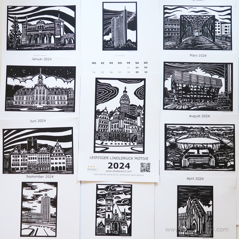 Leipzig linoprint motifs calendar 2024 limited edition image 9