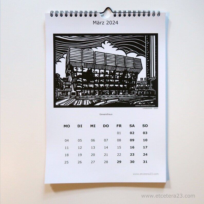 Calendario con motivos linoprint de Leipzig 2024 edición limitada imagen 4