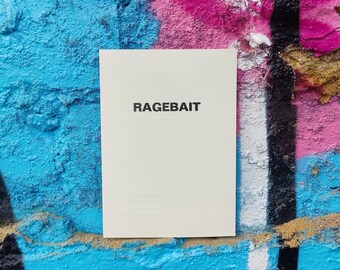 Ragebait - Youth Words 2026 - hand-printed with antique fonts