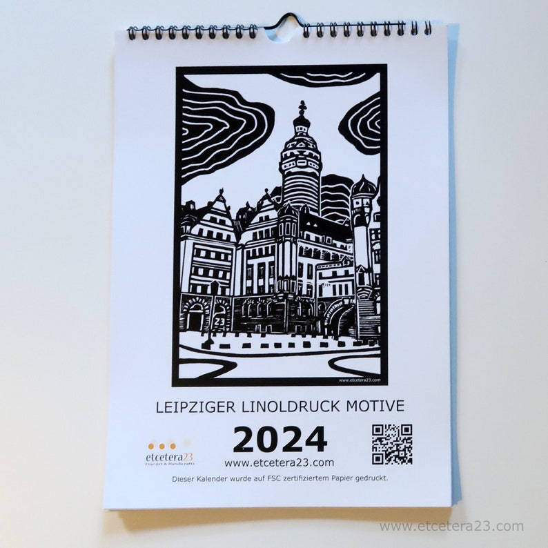 Calendario con motivos linoprint de Leipzig 2024 edición limitada imagen 2