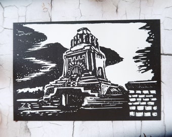 Monument to the Battle of the Nations in Leipzig as linocut (limited edition)