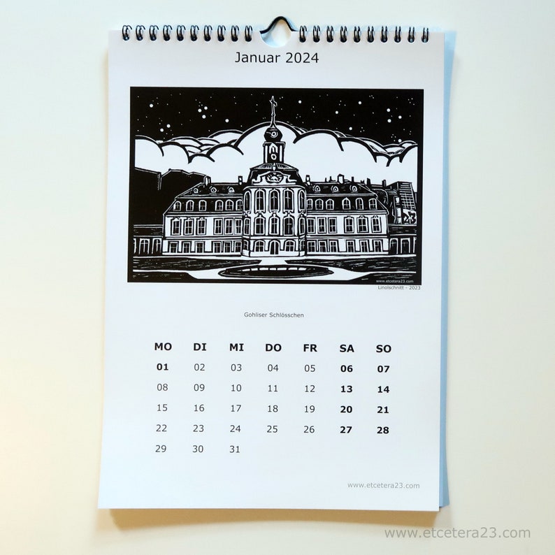 Calendario con motivos linoprint de Leipzig 2024 edición limitada imagen 3