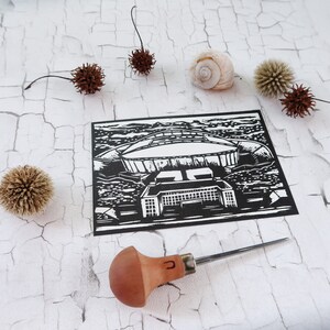 Red Bull Arena in Leipzig as linocut limited edition image 2